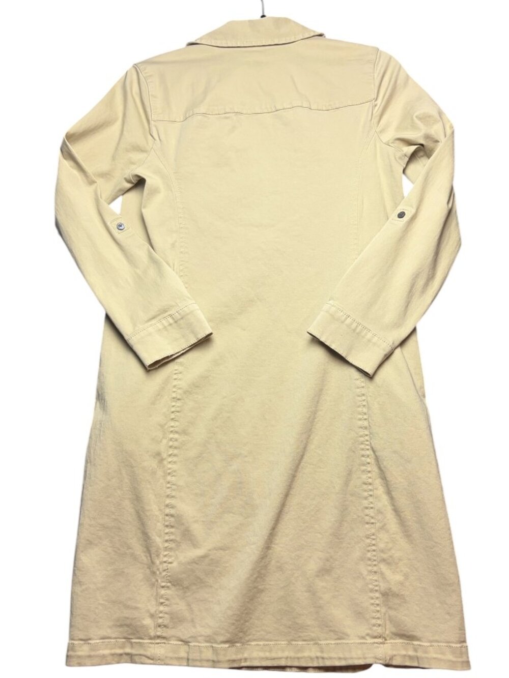 J Jill Live in Chino Size 6 Shirt Dress Khaki Cargo Roll Tab Sleeves Tan Minimal - Picture 3 of 8